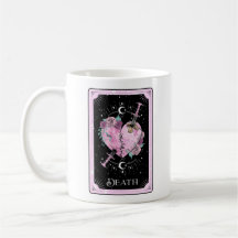 Death Tarot Card Pink and Black Witchy Celestial
