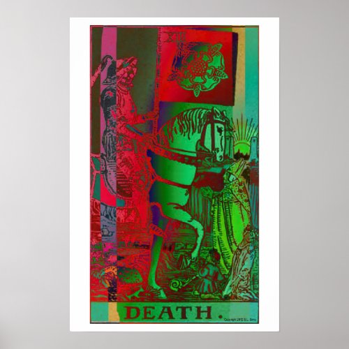 Death Tarot Card Psychedelic Poster
