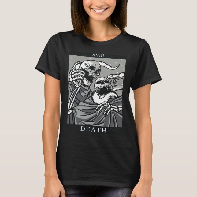Death Tarot Card Tarot Card XIII 13 Skeleton Snake T-Shirt (Front)