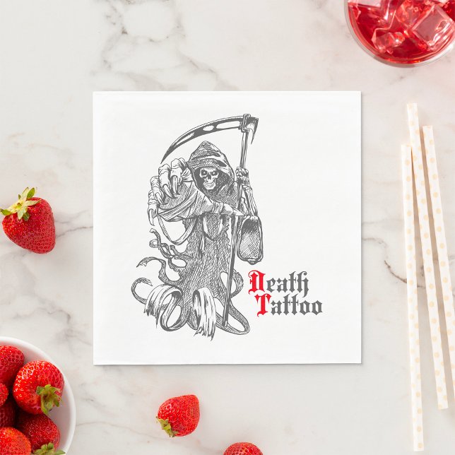 Death Tattoo Grim Reaper Skeleton Napkins (Creator Uploaded)