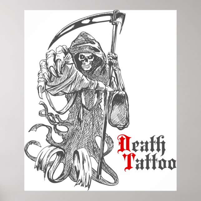 Death Tattoo Grim Reaper Skeleton Poster (Front)