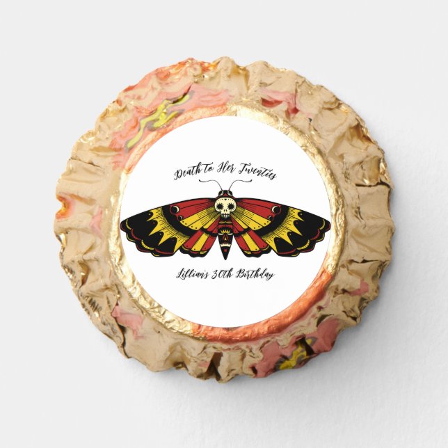 Death to 20s Birthday Moth and Skull  Reese's Peanut Butter Cups (Front)