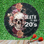 "Death to her 20s" - 30th birthday floral  Dart Board<br><div class="desc">R.I.P. to the decade of decadence! This stylish floral dartboard makes the ideal gift for a 30th birthday, or you can easily customize the text for another decade as a 40th or other birthday gift. Featuring a gothic skull with pale apricot, black and burgundy flowers on a deep black background....</div>