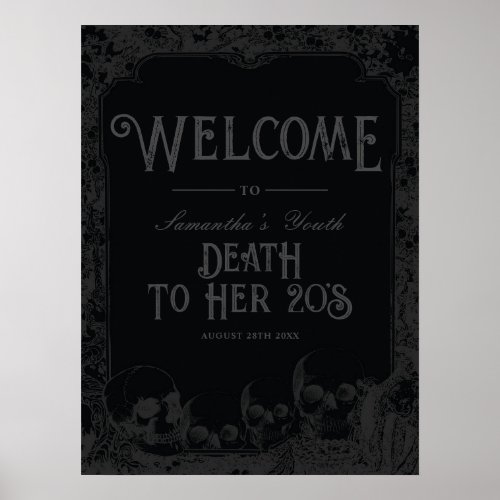 Death to her 20s Party Welcome Sign Rip 20s Poster