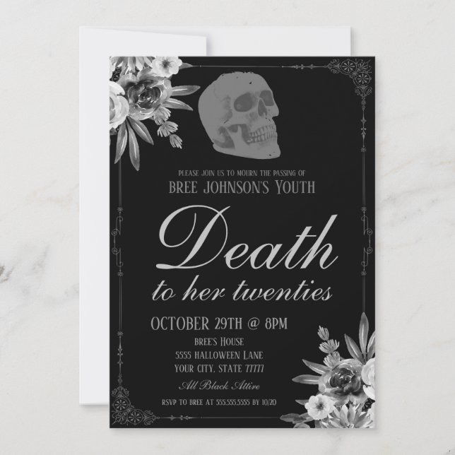 Death To Her Twenties Invitation (Front)
