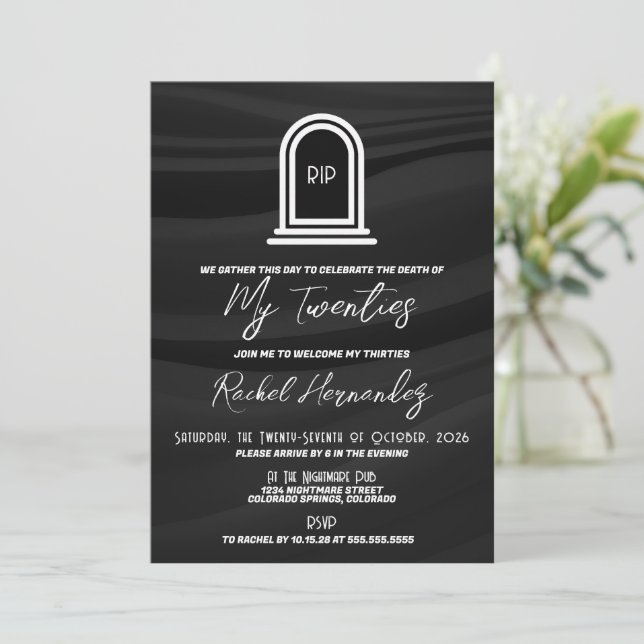 Death To My 20's Birthday Invitation (Standing Front)