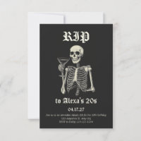 Death to My 20s Birthday Invitation | Skeleton 