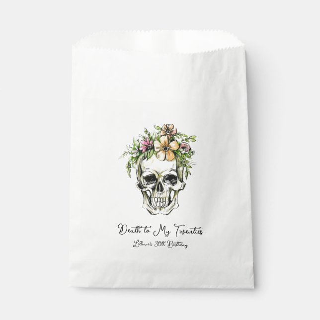 Death to My 20s Birthday Skull Favor Bag (Front)