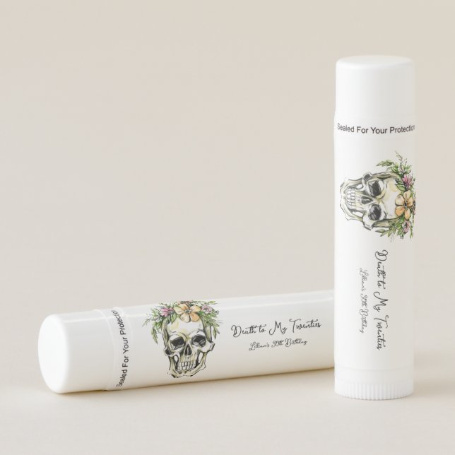 Death to My 20s Birthday Skull  Lip Balm (Front)