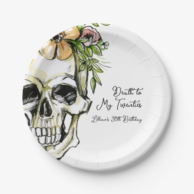 Death to My 20s Birthday Skull  Paper Plates (Front)