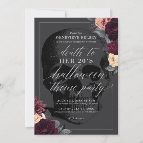 Death to My 20s Halloween Theme Party Invitation