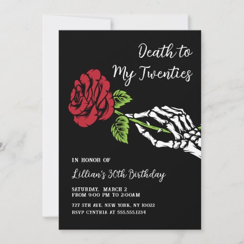 Death to My 20s Rose Invitation