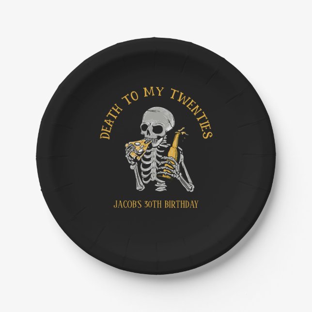 Death to My 20s Skeleton Paper Plates (Front)