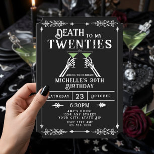 Death To My 20s Trendy Gothic 30th Birthday Invitation