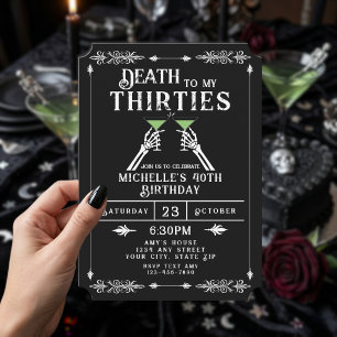 Death To My 30s Trendy Gothic 40th Birthday Invitation