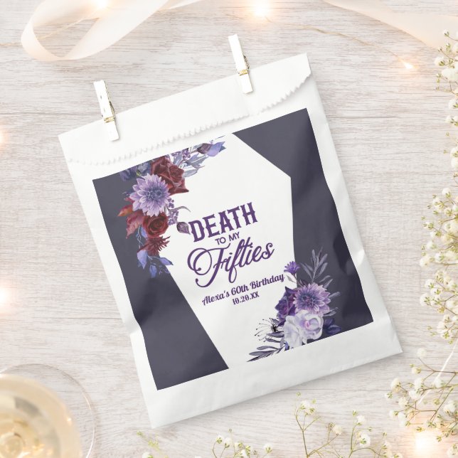 Death To My Fifties Floral 60th Birthday Party Favor Bag (Clipped)