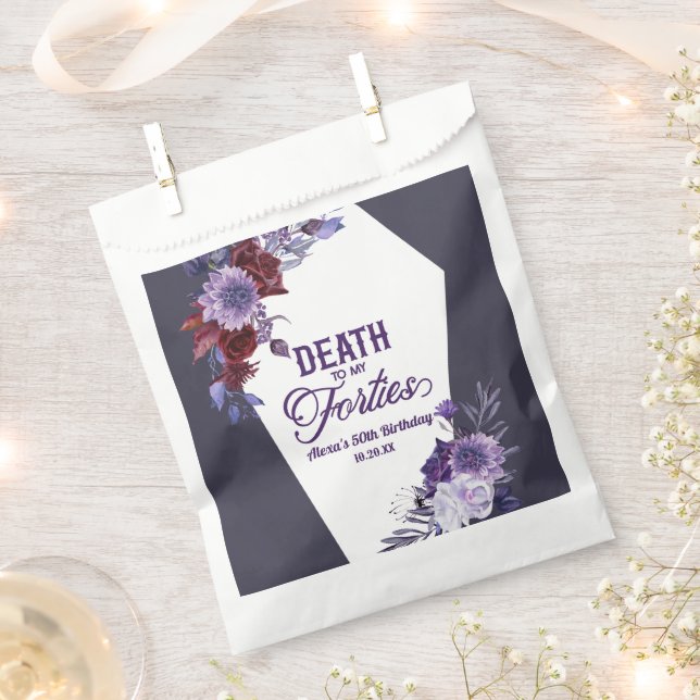Death To My Forties Floral 50th Birthday Party Favor Bag (Clipped)