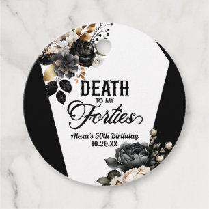 Death To My Forties Floral 50th Birthday Party Favor Tags