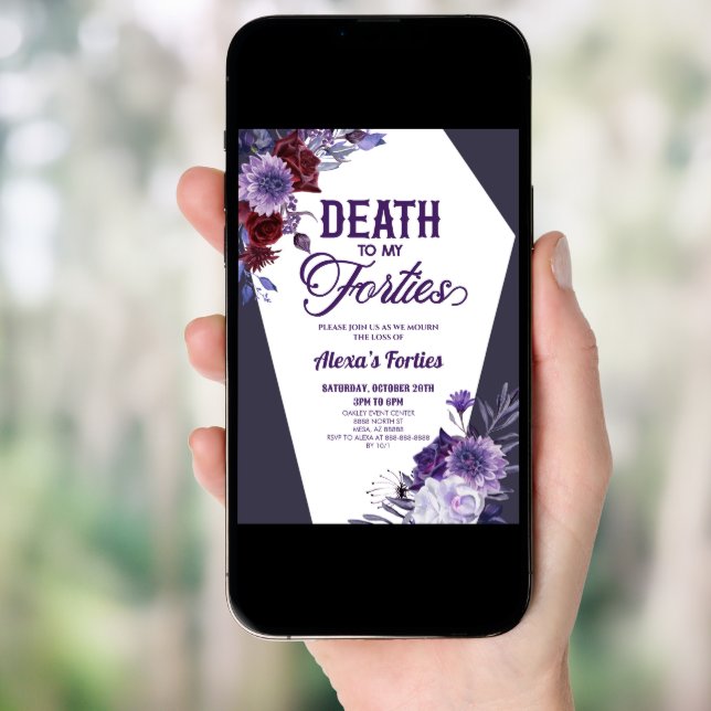 Death To My Forties Floral 50th Birthday Party Invitation (Front Digital)