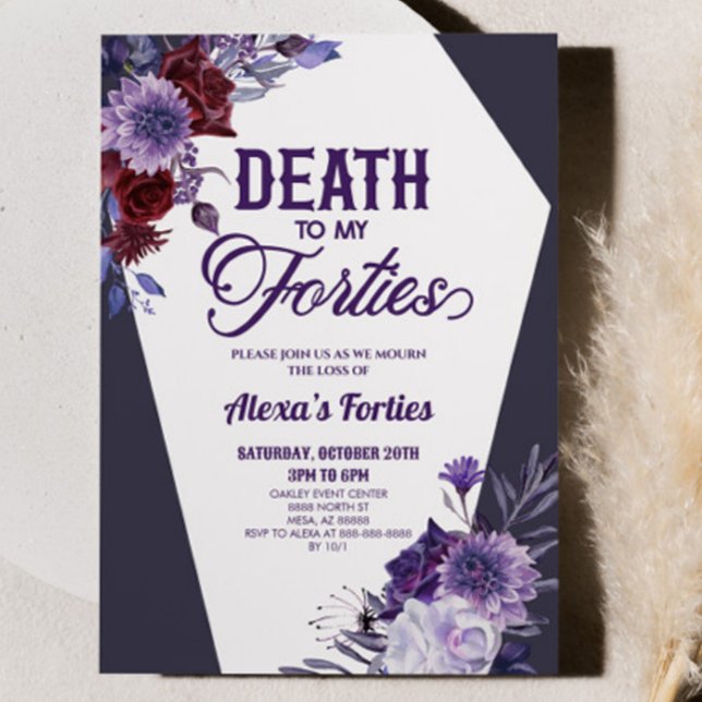 Death To My Forties Floral 50th Birthday Party Invitation (Creator Uploaded)