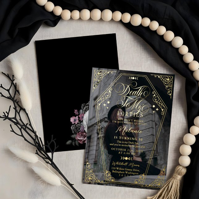 Death to My Forties Gothic Coffin Birthday Party Foil Invitation (Death to My Forties Gothic Coffin Birthday Party Foil Invitation)