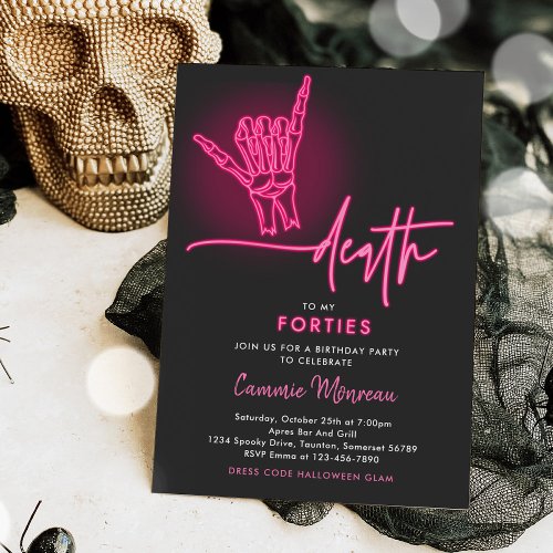 Death To My Forties Halloween 50th Birthday Party Invitation