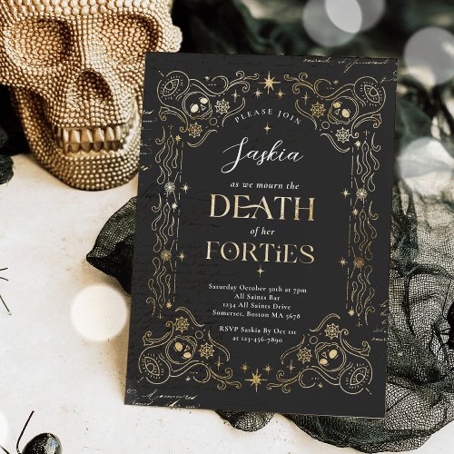 Death To My Forties Halloween 50th Birthday Party Invitation