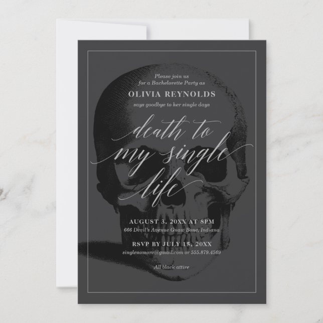 Death to my Singleness Bachelorette Party Invitation (Front)