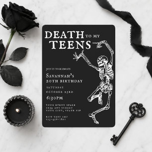 Death To My Teens Trendy Gothic 20th Birthday Invitation