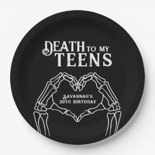 Death To My Teens Trendy Gothic 20th Birthday Paper Plates