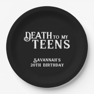 Death To My Teens Trendy Gothic 20th Birthday Paper Plates