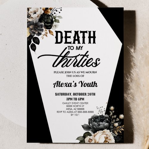 Death To My Thirties Floral 40th Birthday Party Invitation