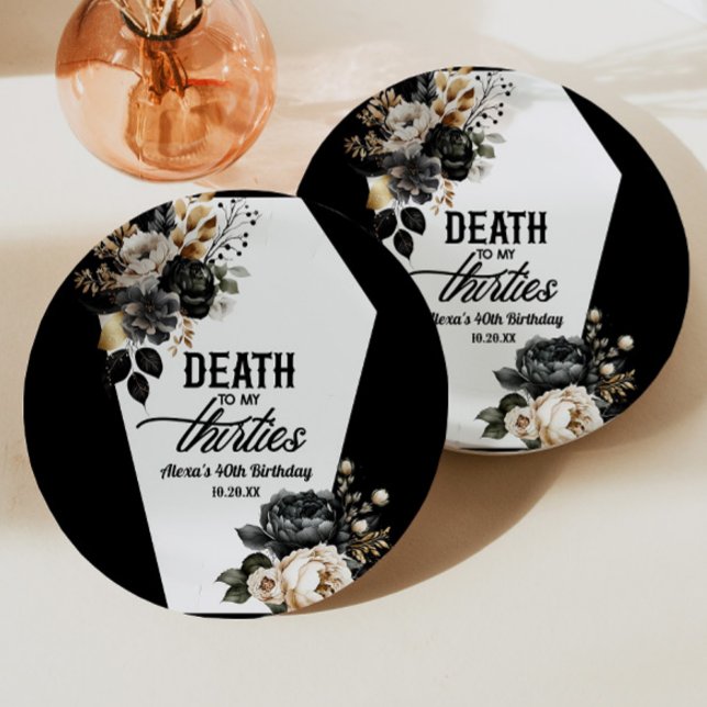 Death To My Thirties Floral 40th Birthday Party Paper Plates (Creator Uploaded)