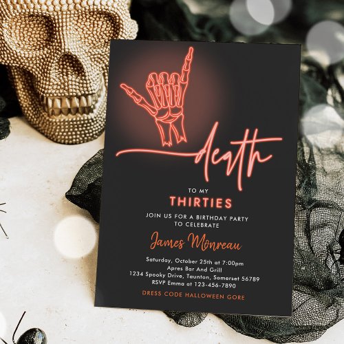 Death To My Thirties Halloween 40th Birthday Party Invitation