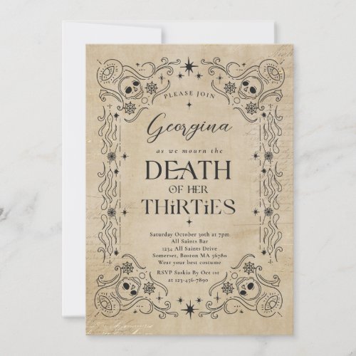 Death To My Thirties Halloween 40th Birthday Party Invitation