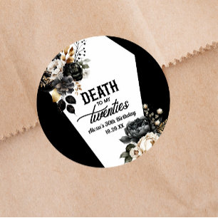 Death To My Twenties Floral 30th Birthday Party Classic Round Sticker