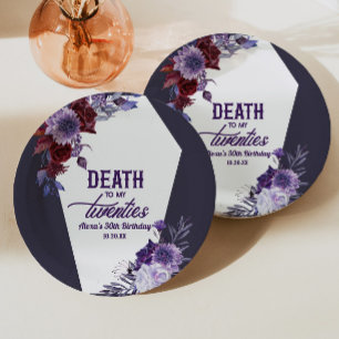 Death To My Twenties Floral 30th Birthday Party Paper Plates