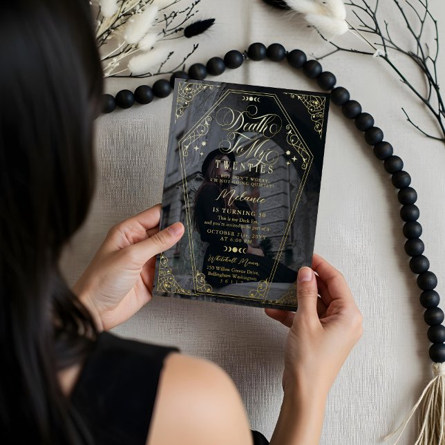 Death to My Twenties Gothic Coffin Birthday Party Foil Invitation (Death to My Twenties Gothic Coffin Birthday Party Foil Invitation)