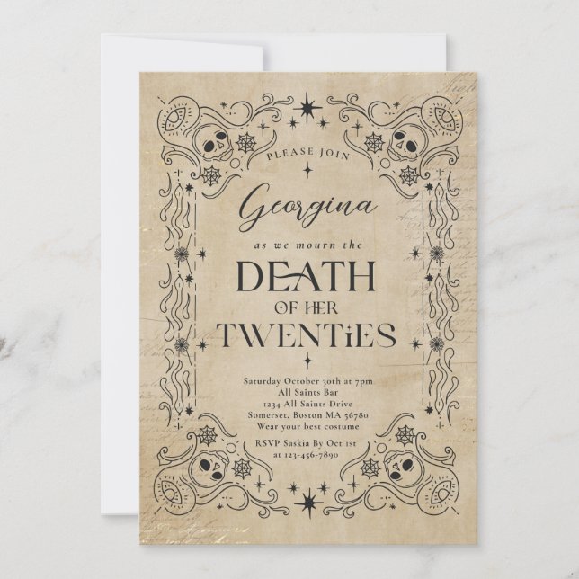 Death To My Twenties Halloween 30th Birthday Party Invitation (Front)