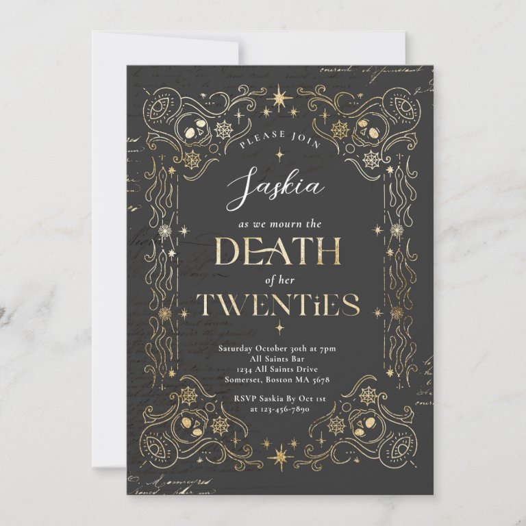 Death To My Twenties Halloween 30th Birthday                    Party Invitation