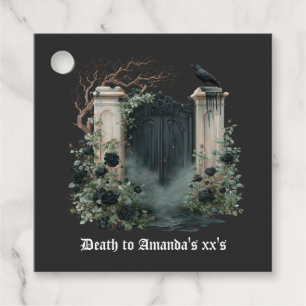 Death to My XXs Gothic Dark Floral Birthday Party Favor Tags