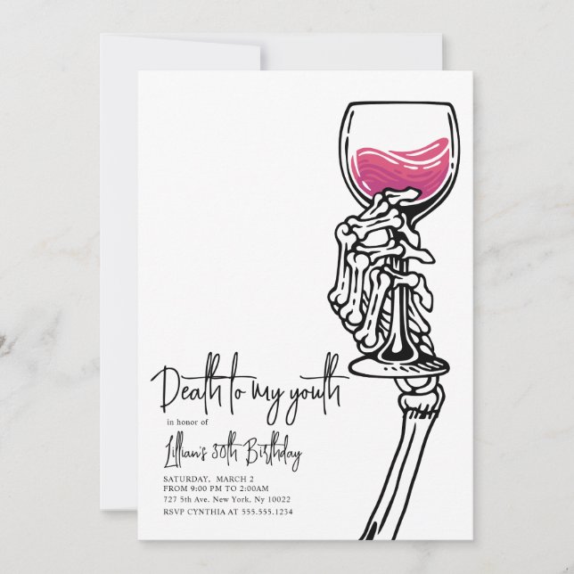 Death to My Youth Birthday Invitation (Front)