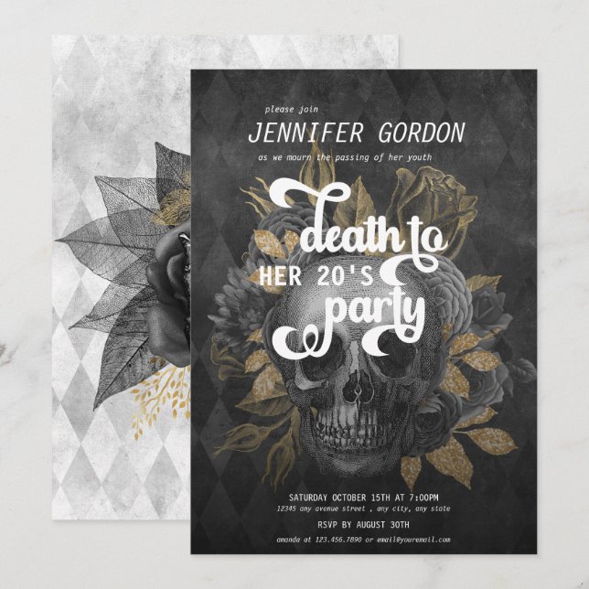 Death to my Youth Birthday Party | Goth Party Invitation (Front/Back)