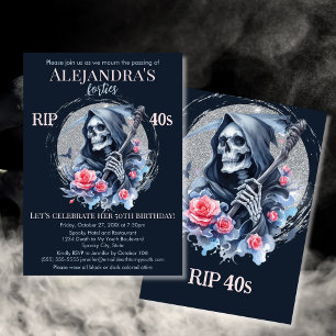 Death to My Youth Grim Reaper 50th Birthday Party Invitation
