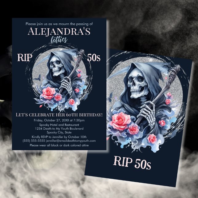 Death to My Youth Grim Reaper 60th Birthday Party Invitation (Creator Uploaded)