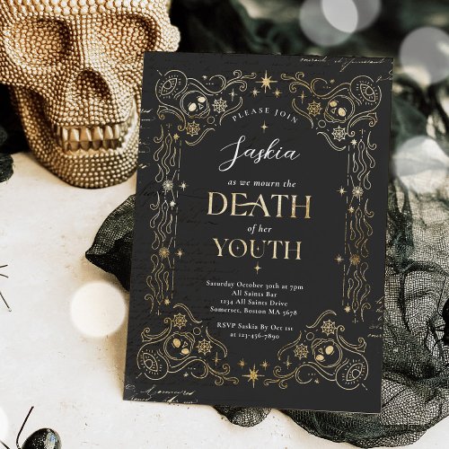 Death To My Youth Halloween Any Age Birthday Party Invitation