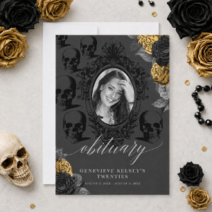Death to my Youth Obituary Card Black and Gold