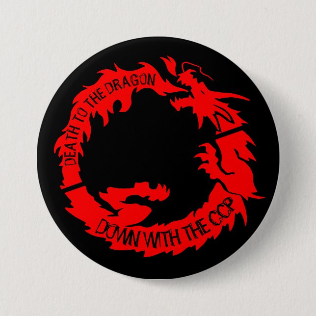Death To The Dragon Down With The CCP Button (Front)