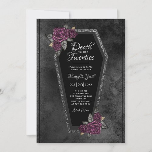 Death To Twenties Coffin Birthday Party Invitation