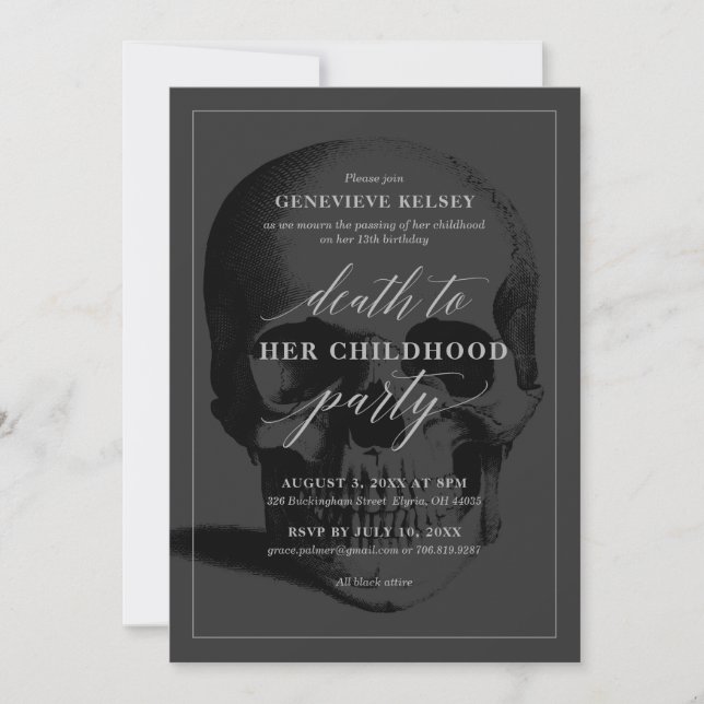 Death to Your Childhood 13th Birthday Party Invitation (Front)